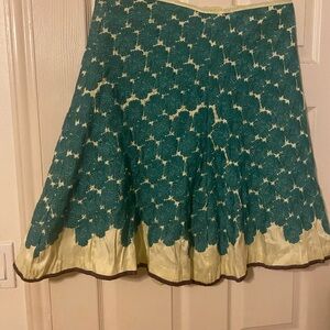 Chic Teal and Cream A-Line Skirt